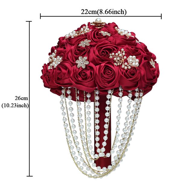 Kyunovia benutzerdefinierte Elfenbeinbroschen Bouquet Hochzeit Bouquet de Mariage Hochzeit Blumenstärke Perlen Blumen Buque de noiva