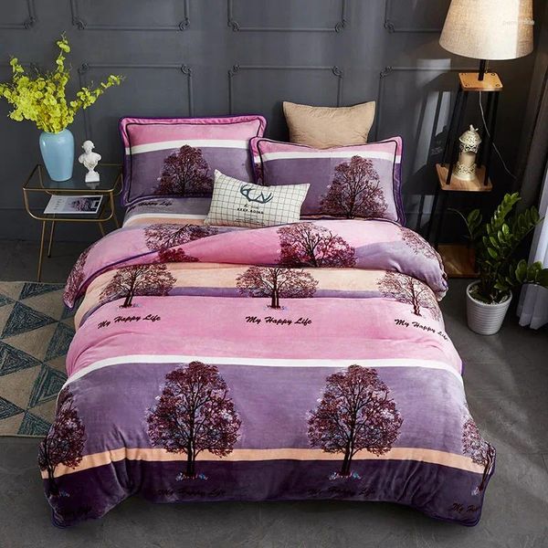 Роскошный комплект постельного белья для спальни, зимнее теплое фланелевое одеяло и пододеяльник, мягкие, удобные, наслаждайтесь жизнью