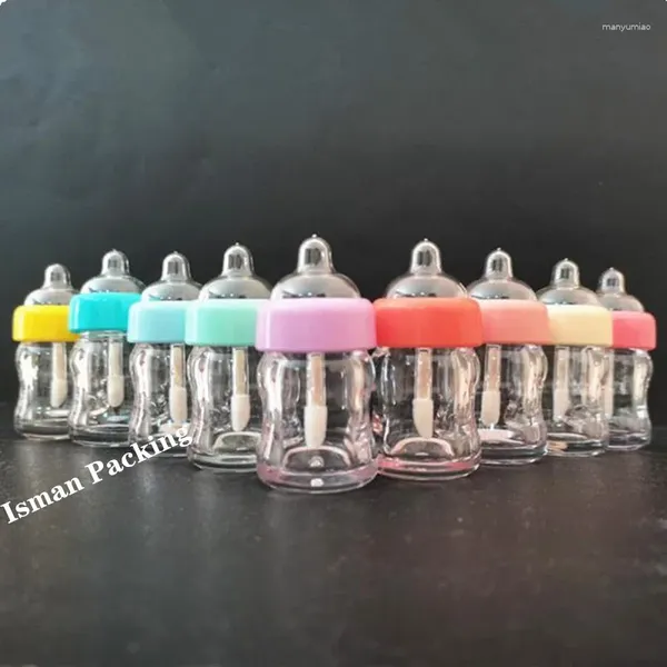 Garrafas de armazenamento 50 pcs recarregável bonito colorido leite bebê garrafa lipgloss embalagem mamilo lip gloss recipiente vazio tubo com escova para crianças