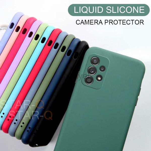 Case di telefonia cellulare Nuova custodia in silicone liquido protezione della fotocamera di upgrade per Samsung Galaxy A52 A72 A32 4G 5G A53 Original Cover 2442