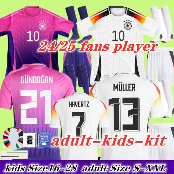 2024 Alemanha Futebol Jersey KROOS HAVERTZ BRANDT SANE 24 25 Camisa de futebol da seleção nacional Homens Kit Kit Set Mulheres Torcedor Roxo GNABRY MULLER HOFMANN