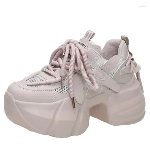 Scarpe Casual 8CM Autunno Donna Sport All-match Comode Sneakers robuste da donna Mesh traspirante Primavera Alta Piattaforma