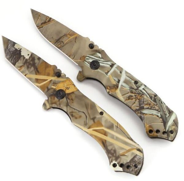 Coltello tascabile pieghevole per esterni Coltello multifunzione Camo Coltello tattico per autodifesa Coltello da caccia Coltello tattico con lama in acciaio 440C Strumento EDC