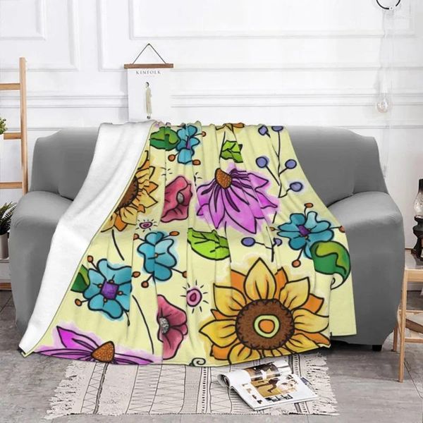 Cobertores Sunflowery Days Blanket Fleece Winter Daisy Plant Multifunction Ultra-Soft Throw for Bedding Outdoor Quilt
