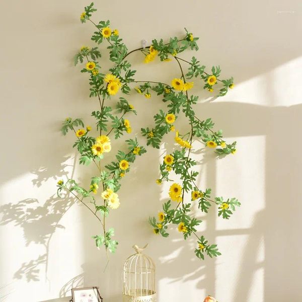 Fiori decorativi 66 teste 1,75 M Margherita Seta Fiore artificiale solare Bianco Blu Rosa Giallo Camomilla