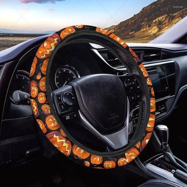 Coprivolante Halloween Strano Sorriso Zucca Copriauto Universale 15 pollici Neoprene Interni Decor Adatto alla Maggior Parte dei Veicoli per Donne Uomini