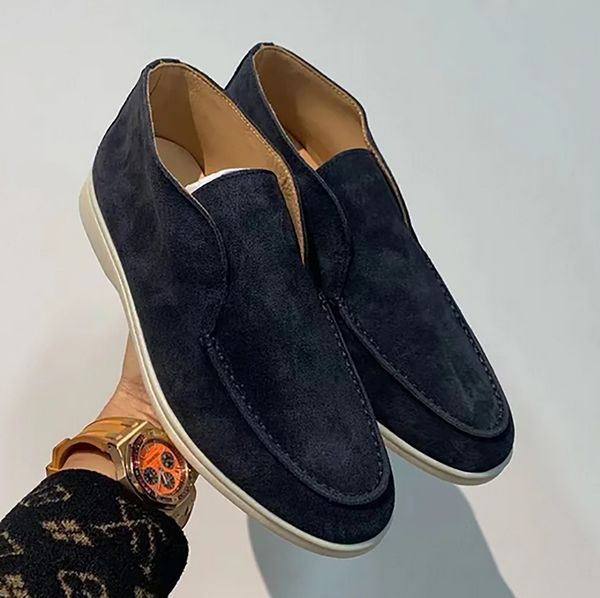 Designer Homens Mulheres Sapatos Casuais Flat Low Top Camurça Couro de Vaca Oxfords Piana Mocassins Caminhada de Verão Conforto Sola de Borracha Sapatos de Festa com Caixa