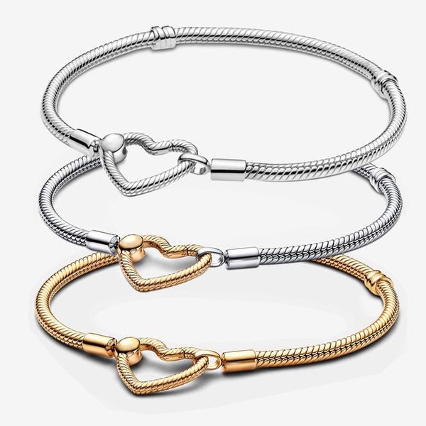 Bracciale a catena del serpente di chiusura del cuore PANDORAS 100% 925 braccialetti di fascino in argento sterling Women Men Bracciale d'oro di design di gioielli di lusso con scatola originale all'ingrosso