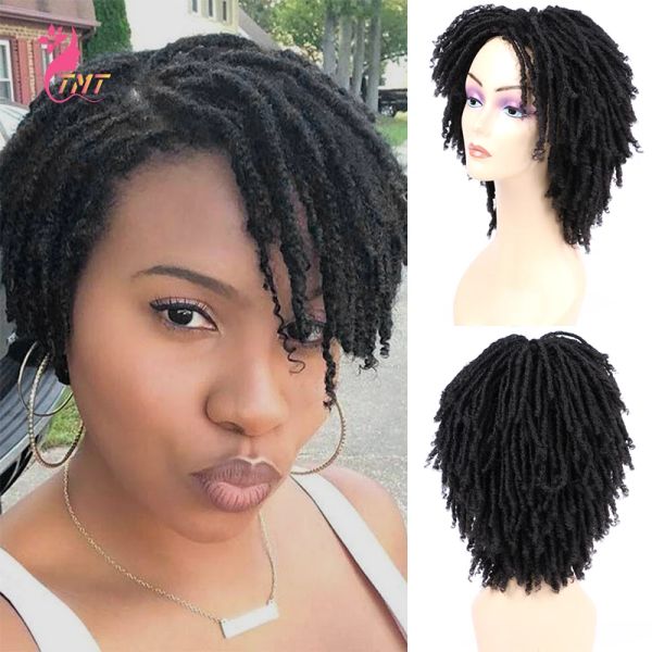 Parrucche ricci dreadlock parrucca corta torsione sintetica parrucche intrecciate ombre afro corta parrucca sintetica uomini donne donne rotolo di moda wigs wigs