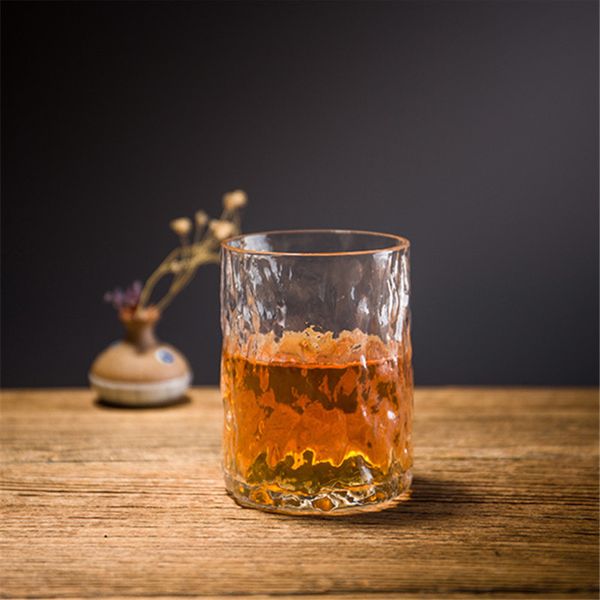Copo de chá grande de borosilicato espesso, xícara de chá grande estilo japonês com padrão de martelo, copo público de chá, mar, kung fu, conjunto de chá de vidro