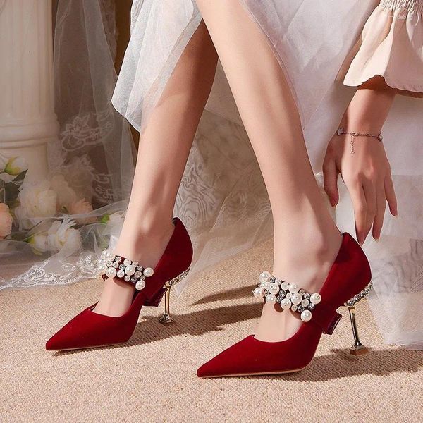 Kleidschuhe Brautlinie mit roten High Heels Perlenqualität bequeme Damenpumps Damen