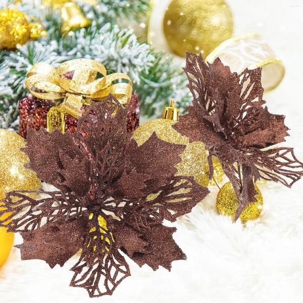 Fiori decorativi 12 PC glitter Poinsettia Ghirlande Ghirlanda Tree sospeso a sospensione Ornamento di simulazione cavo artificiale