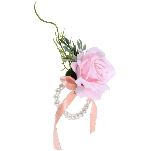 Fiori decorativi delicati fiori da polso decorazioni per damigelle d'onore braccialetto di stoffa finto per il matrimonio