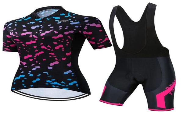 Conjuntos de corridas Verão Ciclismo Jersey Set RCC Sky Mulheres Pro Road Bike Roupas BIB Shorts MTB Terno Feminino Bicicleta Roupas Vestido Unifor9427166