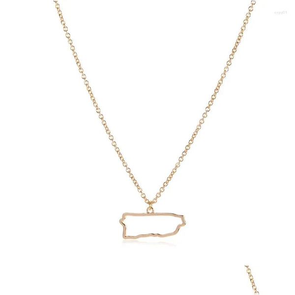 Collane a ciondolo 5 contorni North American Puerto Rico Island Map Necklace GEOGRAFIA GEOGRAFIA CAUSA CITY COMITÀ SOUVENIR DROP DHCNM