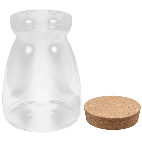 Garrafas de armazenamento Garrafa de vidro de cortiça Jarra de picles Pote de mel com tampa Recipiente de cereal transparente para detergente para roupa