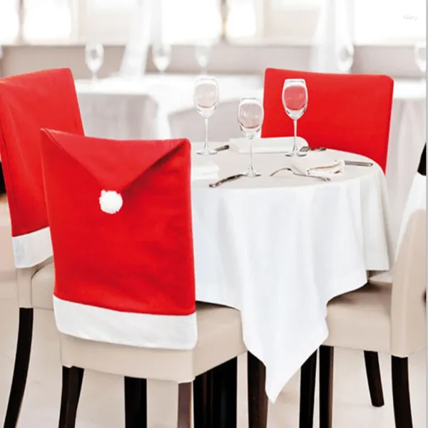 Sandalye kapakları 4/6pcs Noel kırmızı şapka kapağı ev dekorasyon Noel dekor 2024 yıl parti malzemeleri Noel Baba Koltuk