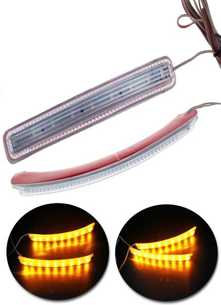 2pcs Amber Blue 12V araba dönüş sinyali ışık şeridi otomatik dikiz yan ayna gösterge lambası yumuşak yanıp sönen 9 SMD LED Amberyellow Ligh6358916