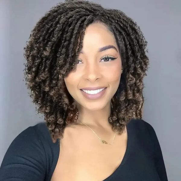 Wigs gnimegil synthetische süße haardreadlock probie kurze twists Perücken für Frauen und Männer afro lockig