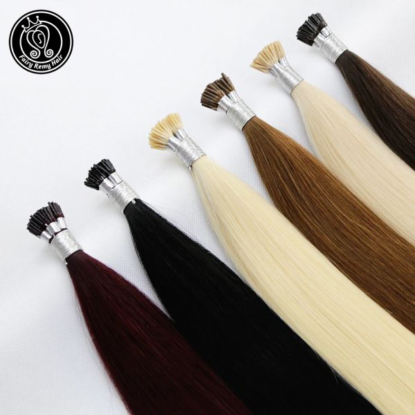 Extensões de cabelo remy fada 0.5g/fio 12/14 polegada real remy micro anel eu ponta extensões de cabelo humano em linha reta pré ligado queratina cabelo