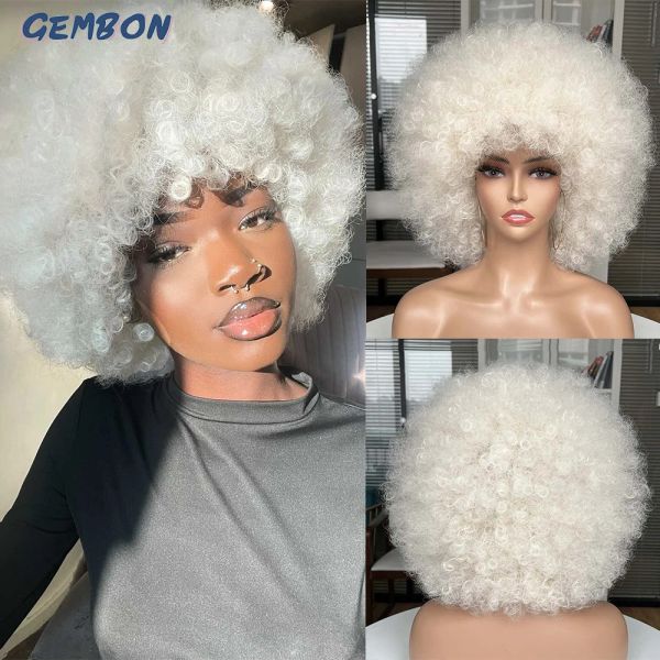 Parrucche per capelli corti parrucche ricci piene afro con frangia per donne nere parrucca sintetica parrucca africana naturale cosplay blackpink