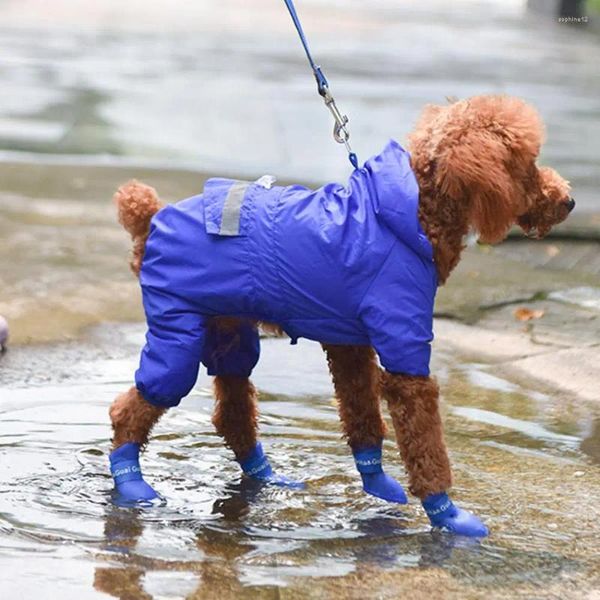 Abbigliamento per cani Stivali per animali domestici con quattro scarpe antiscivolo in silicone Indossano cani impermeabili I giorni di pioggia color caramello sembrano essenziali