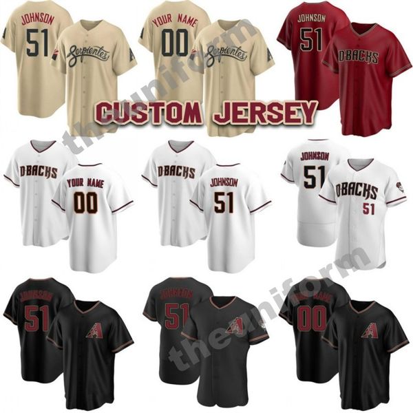 Custom Männer Frauen Jugendliche Säugling Größe S-7xl Arizona 51 Randy Johnson 7 Corbin Carroll 4 Ketel Marte Baseball-Jersey Diamondbacks genäht