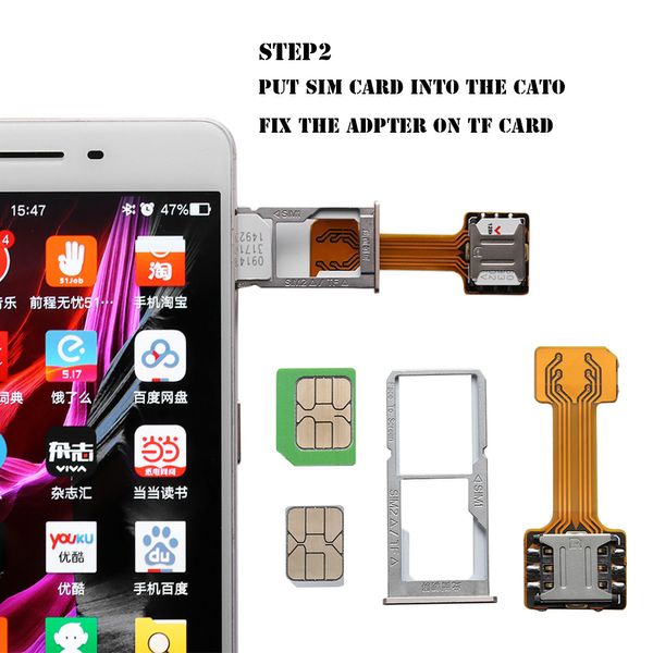 Prezzo all'ingrosso universale pratico TF Hybrid Sim slot doppio simbolo di estensione Adattatore Micro SD Extender Nano Cato Android Telefono