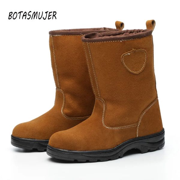 Botas botas de segurança homens homens inverno mais veludo e sapatos de segurança de algodão quente de alta ajuda sapatos flip trabalho sapatos de segurança desgaste de óleo