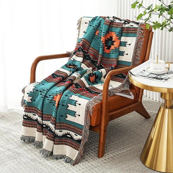 Cobertores boêmio macio borla malha cobertor praia colcha listrada xadrez para camas sofá decorativo de luxo