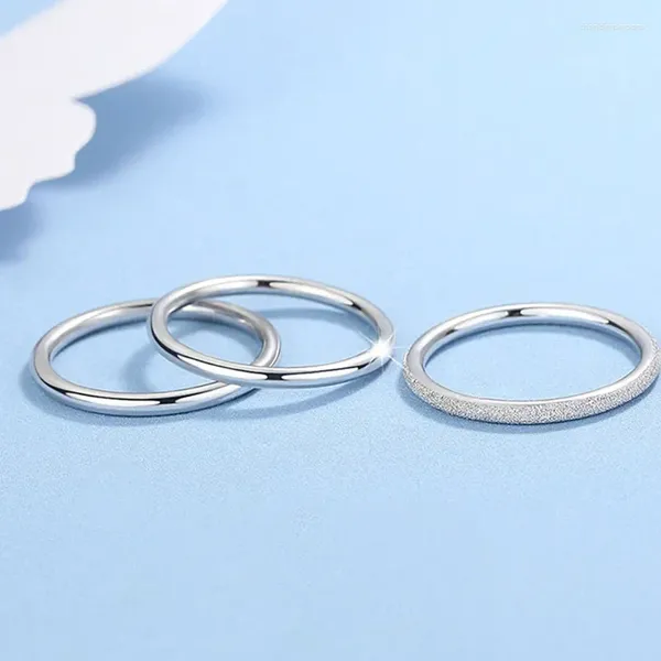 Cluster-Ringe 1PCS echtes reines Platin 950 Ring Frauen dünnes Band Kreis polnische Oberfläche Liebhaber Geschenk Pt950 US-Größe 4-10