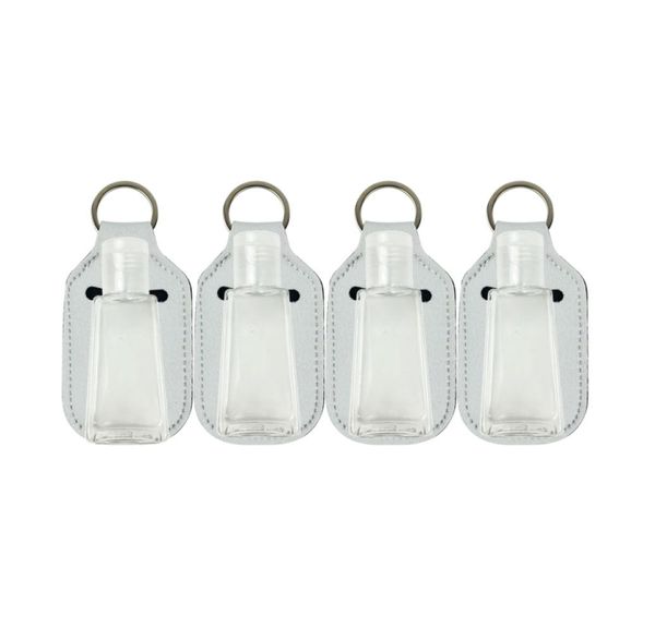 Leeres Weiß für Sublimation, 30 ml, 1 Unze, antibakterieller Handgelhalter, Schlüsselanhänger, Händedesinfektionsflaschenhalter mit leerer Flasche in Stoc3411554