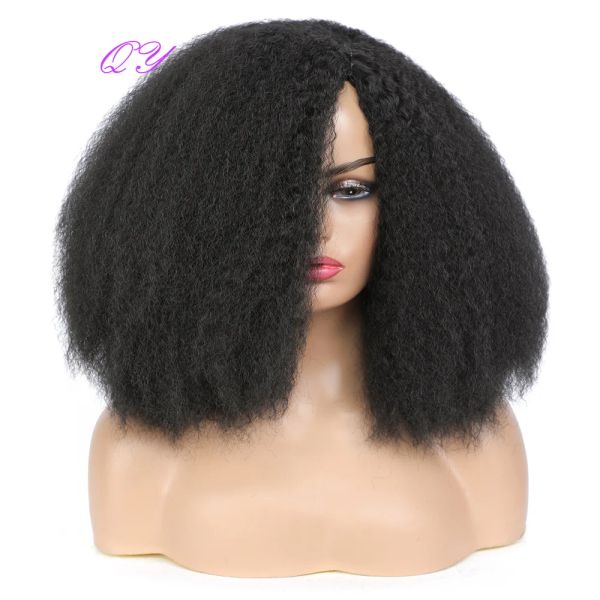 Perucas qy sintéticas afro chinky curly wig natural para mulheres moda e penteado natural peruca