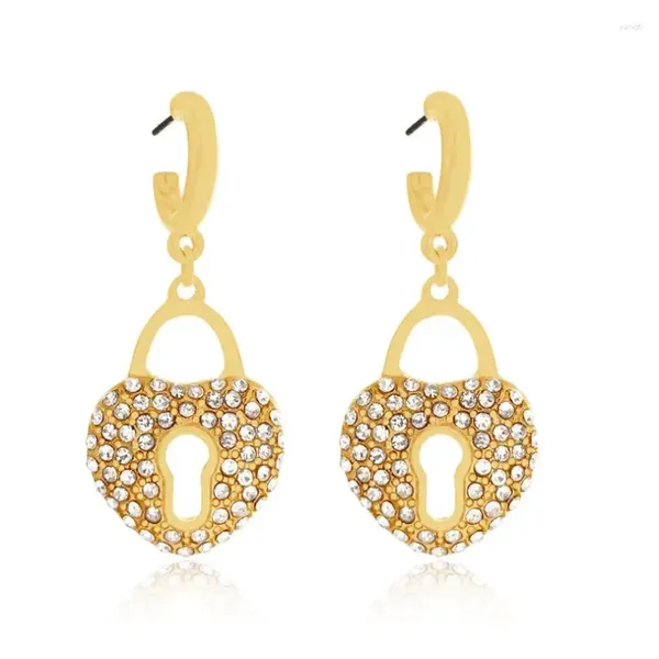 Brincos pendurados com design exclusivo, argola dourada com trava de cor dourada para mulheres, pequenos aros de segurança, joias mínimas