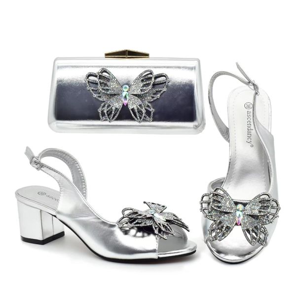 Pumps Doers - charmante Schuhe und Taschen -Matching -Set mit silbernen heißen Verkauf von Frauen italienische Schuhe und Taschenset für Partyhochzeit!Has15