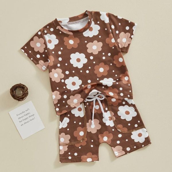 Kleidung Sets Kleinkind Baby Mädchen Jungen 2 Stücke Sommer Outfits Casual Blumendruck Kurzarm T-Shirts Und Hosen Kleinkinder Kleidung