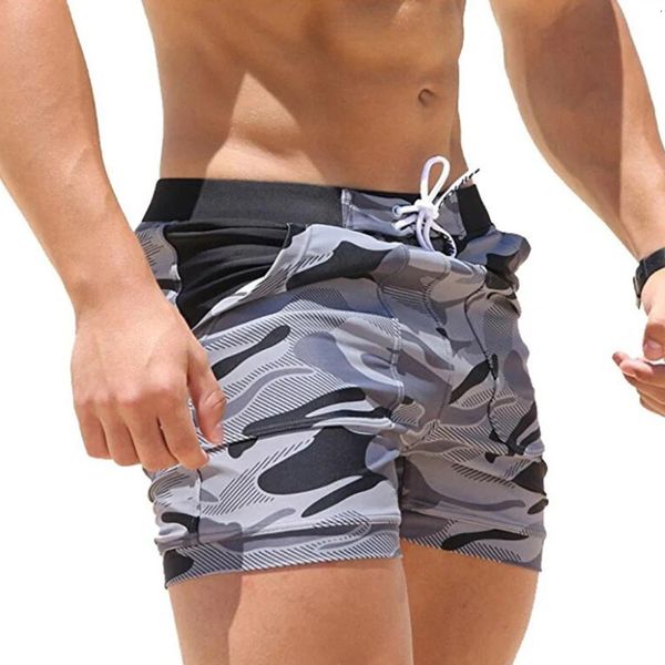 Costume da bagno estivo da uomo Pantaloncini basic Costume da bagno Surf Camo Beach con tasche Uomo sexy 240321