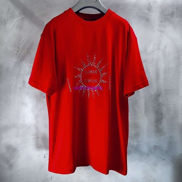 T-shirt firmata 24ss T-shirt a maniche corte in cotone stile polare di lusso T-shirt da uomo e da donna con lettera Top stampata T-shirt con diamanti caldi a tema cowboy occidentale 2100