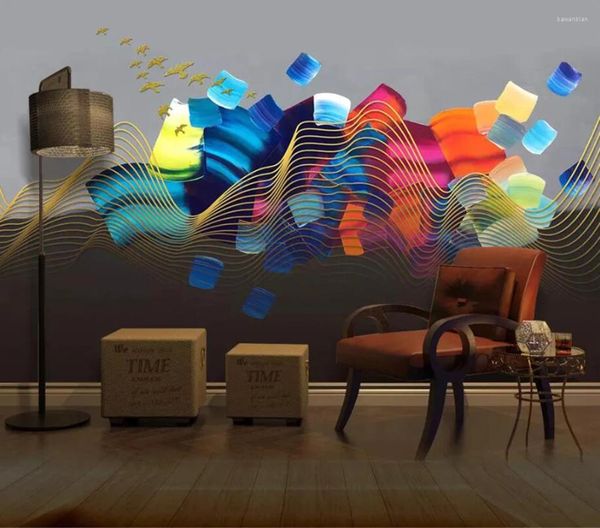 Wallpapers personalizado mural criativo estilo chinês linha voando pássaro tela 3d tridimensional pintura a óleo escova tv fundo