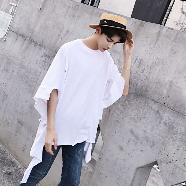 Hip Hop Personalisiertes T-Shirt Sommer Kurzarm T-Shirt Herren Broken Hole Trendy Herren Loose Beggar Dress Walking Show Style Night Style T-Shirt Original