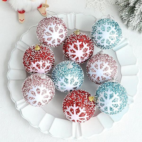 Decorazione per feste Ornamenti per palline di Natale da 8 cm Fiocchi di neve Disposizione sospesa colorata di fascia alta Natale