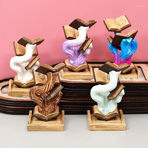 Figurine decorative 2024 Novità Magia Magic Dice Towe Moving Resin Tower Sculpture Big Book Statues Statues Decorazioni per la casa Strumenti di gioco