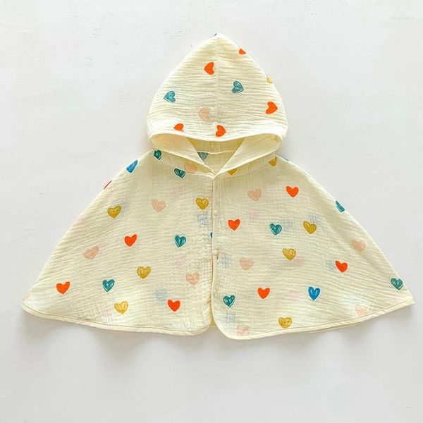 Ceket Sonbahar Bahar Bebek Kızlar Pelerin Uzun Kollu Pamuklu Kapşonlu Baskı Prenses Tarzı Bebek Kat Çocuk Giysileri