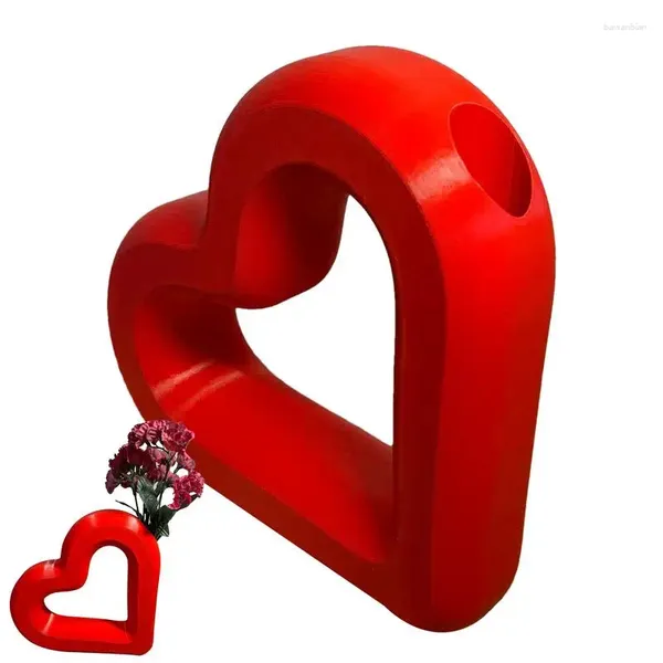 Vasi Cuore Rosso Vaso d'Amore Vaso SECCO Decorazione Statue di Fiori a Forma di Resina Regalo Estetico