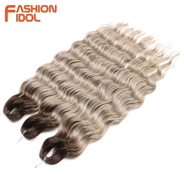 Anna 24 Polegada cabelo sintético onda de água trança ombre loira profunda afro onda torção crochê para mulher 240401