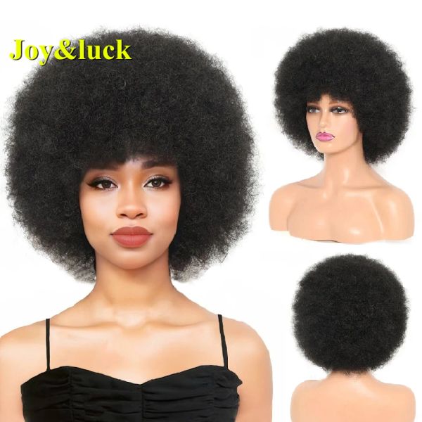 Peruparas pretas afro curto curto curto perucas sintéticas com franja para mulheres moda moda fofa de cosplay gentile