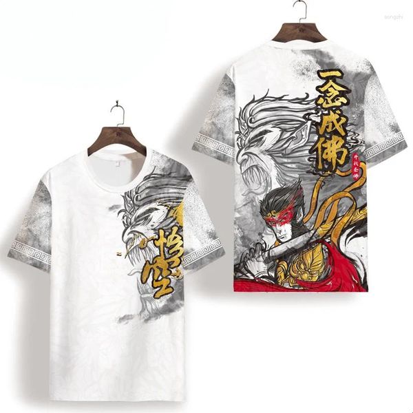 Herren-T-Shirts im chinesischen Stil, 3D-Digitaldruck, modisch, kurzärmeliges Hemd, Sommerqualität, hohl, atmungsaktiv, eisig, kühl, für Männer, XS-7XL