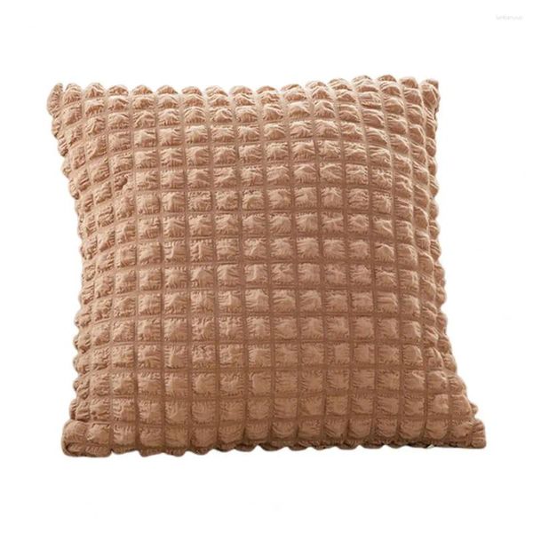 Kissenbezug im Puff-Gitter-Design, elegant, einfarbig, für moderne Heimdekoration, quadratischer Bezug mit Sofa