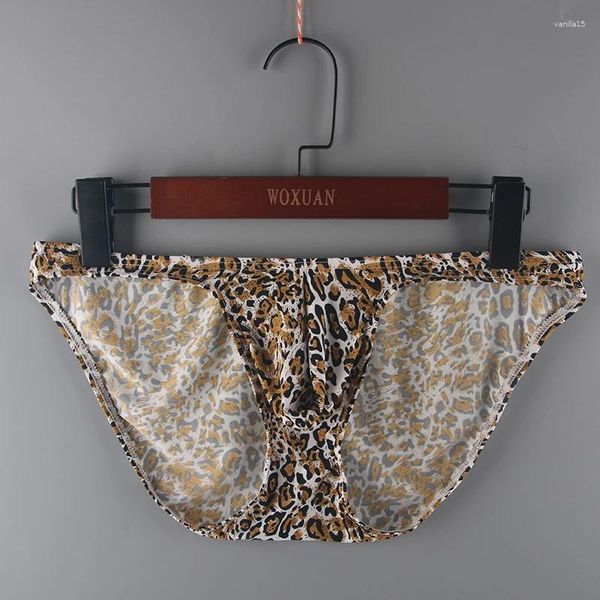 UNDUPTS GELİŞLER 2024 Woxuan Marka Erkek Leopard Briefs Polyester ve Spandex Eşcinsel komik çıkıntı torbası Jockstraps Panties