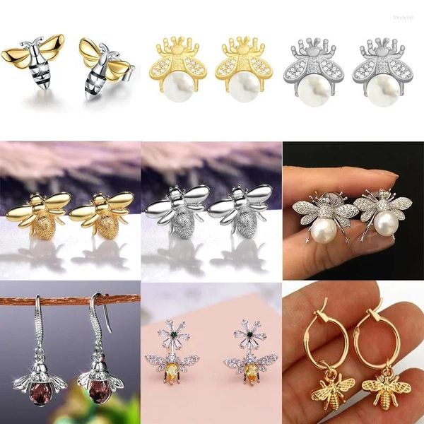 Ohrstecker, ausgefallen, zweifarbig, Honigbiene, für Damen, mattes Metall, Farbe Tier, Geburtstag, Mädchen, Geschenk, Statement-Schmuck